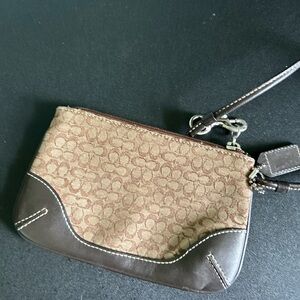 Coach Brown and Tan Signature Wristlet